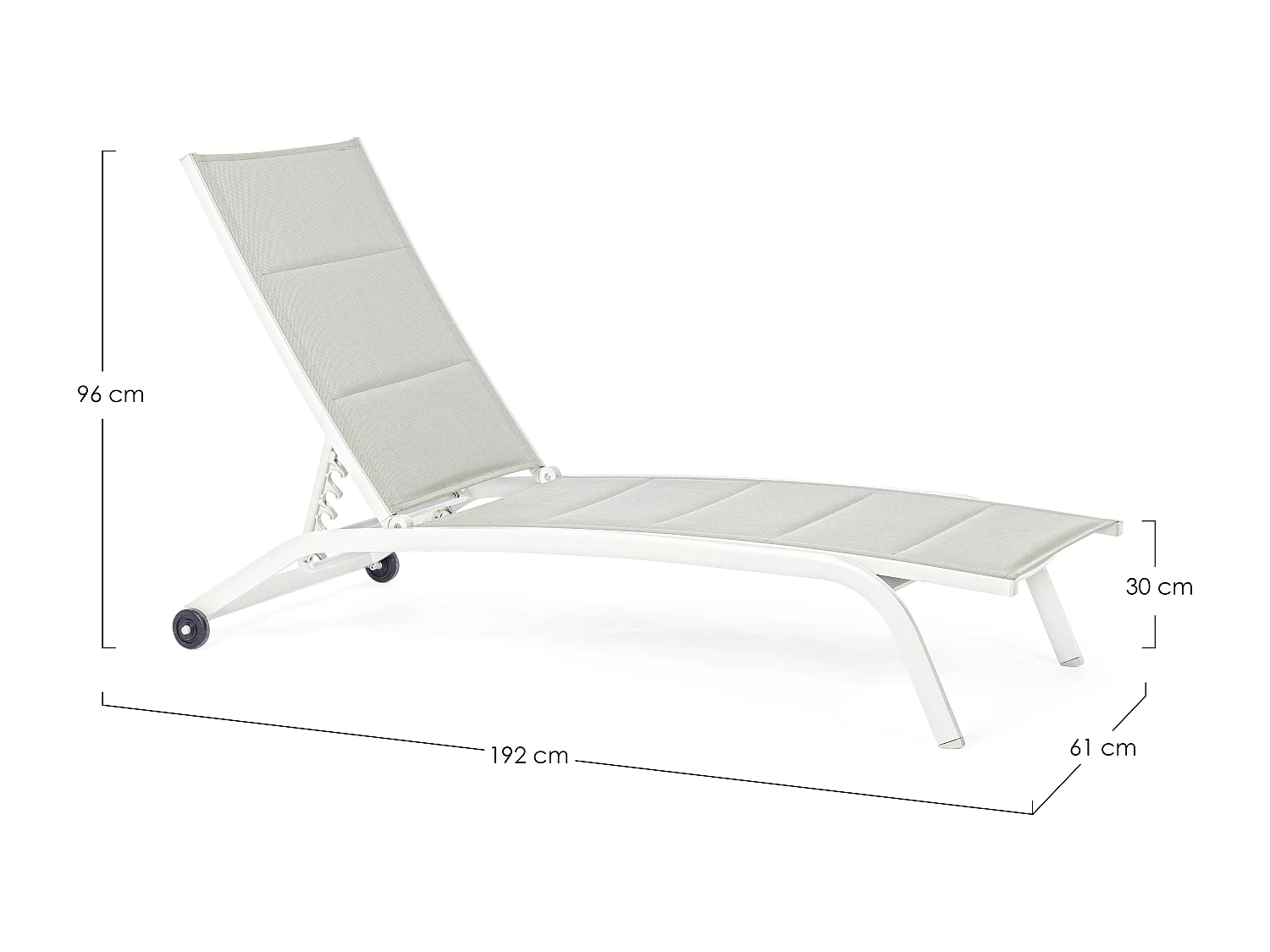 Chaise longue en aluminium blanc et gris Chloé - Lot de 4