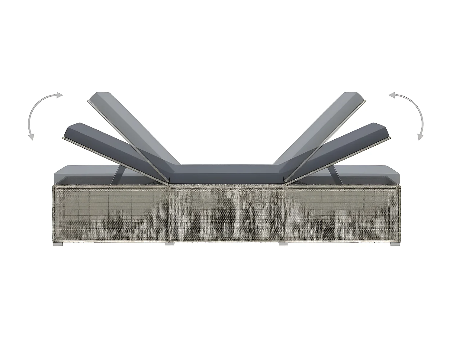 Set chaise longue et table tissu et résine tressée gris Viali