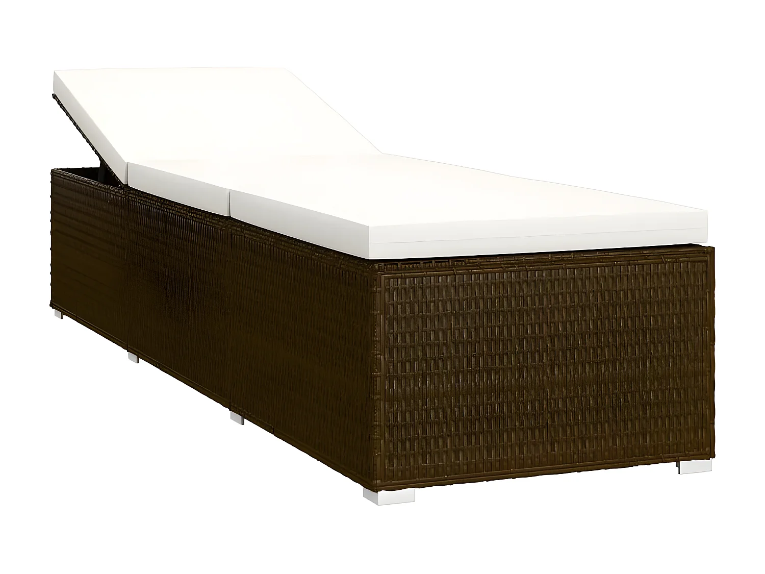 Set chaise longue et table tissu blanc et résine marron Viali