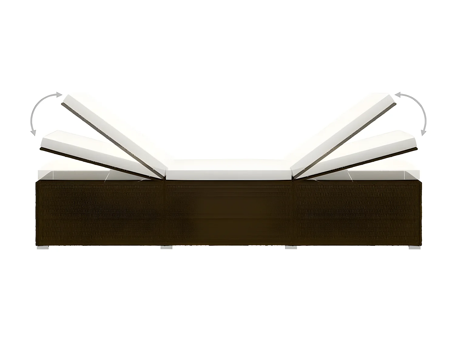 Set chaise longue et table tissu blanc et résine marron Viali