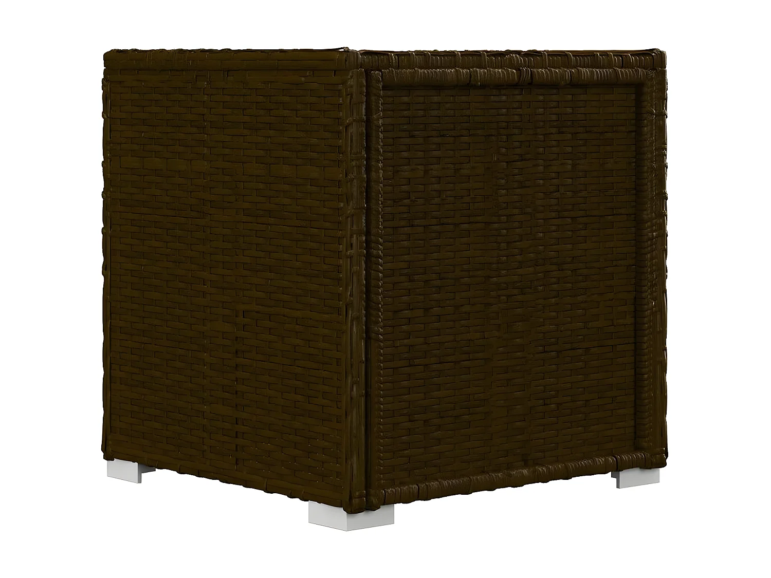 Set chaise longue et table tissu blanc et résine marron Viali