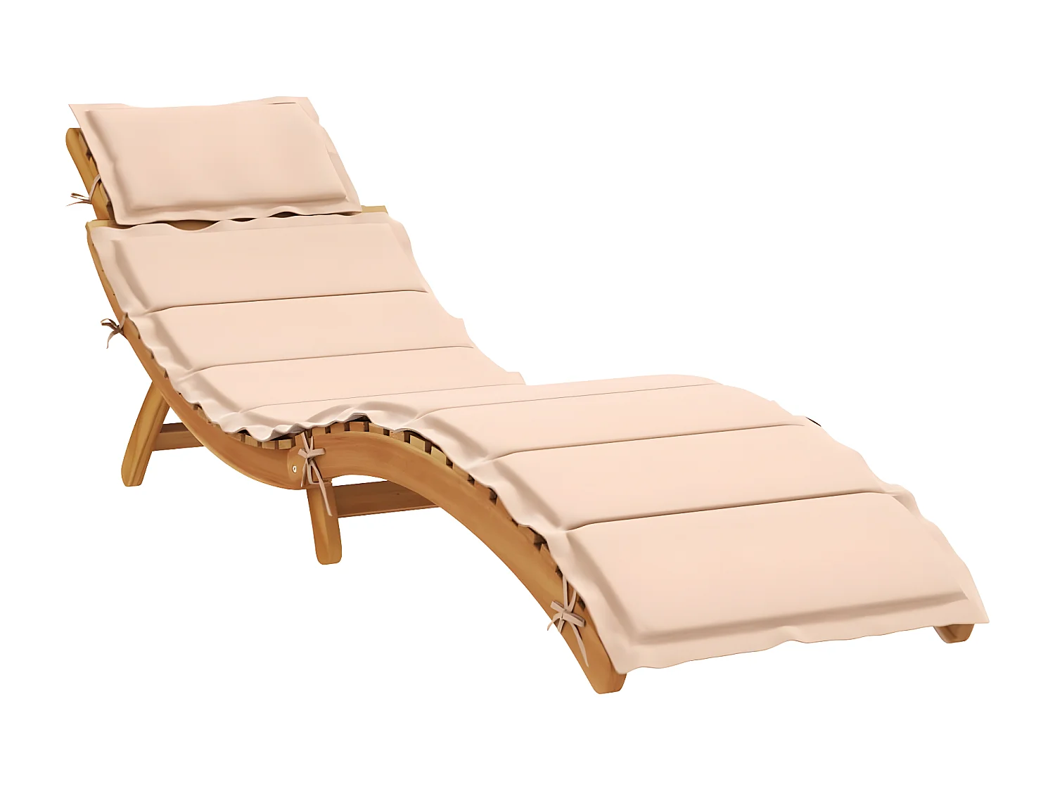 Chaises longues avec coussins lot de 2 beige bois massif acacia