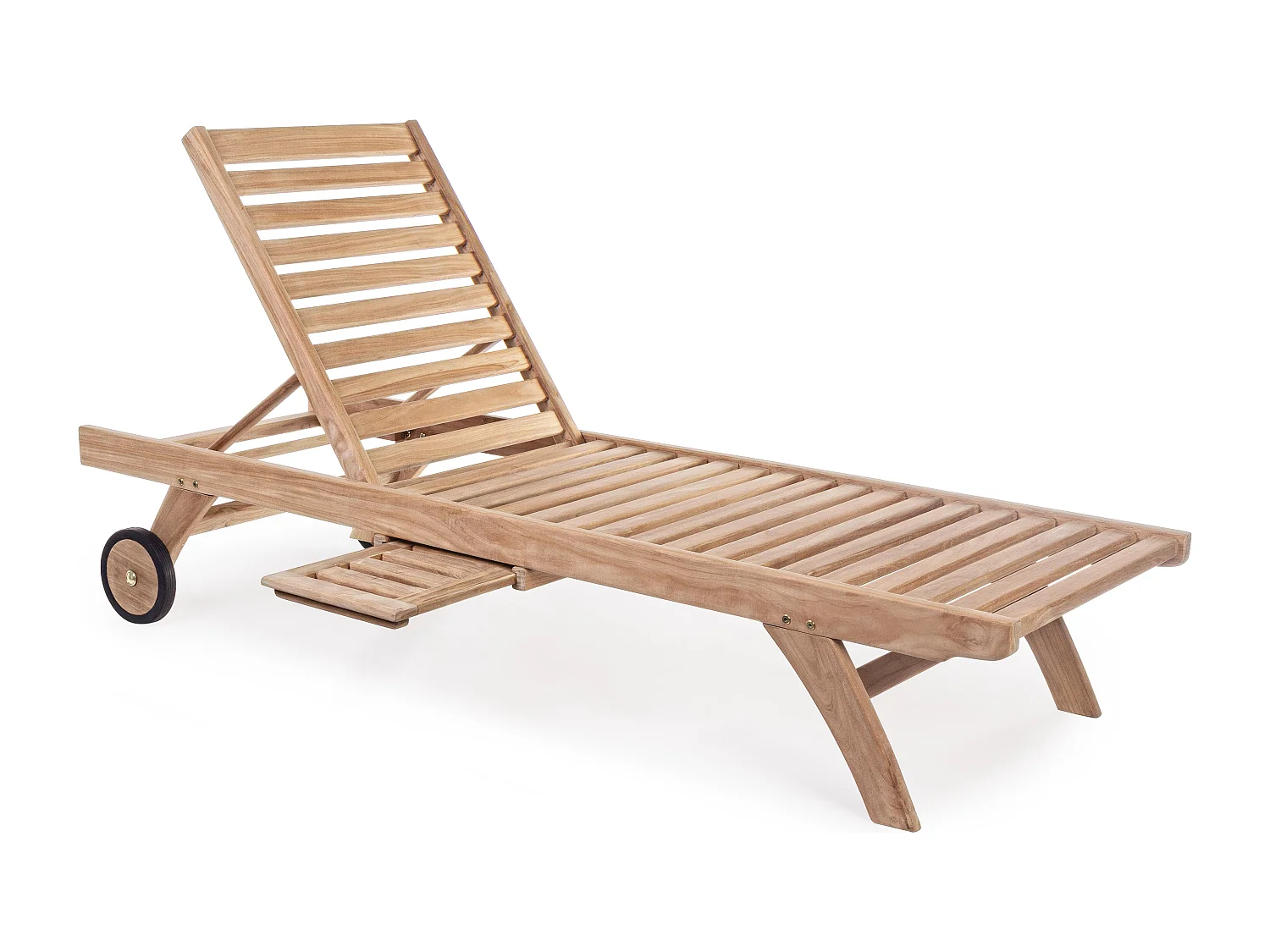 Chaise longue de jardin inclinable en bois teck naturel Marina