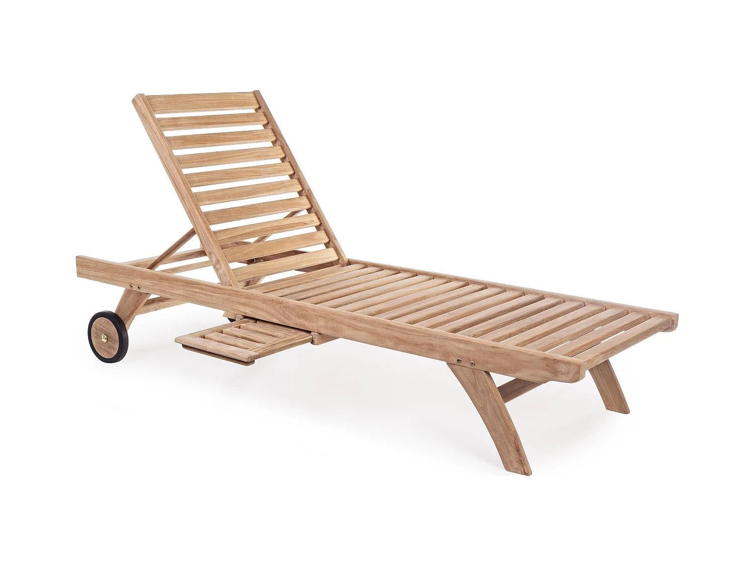 Chaise longue de jardin inclinable en bois teck naturel Marina