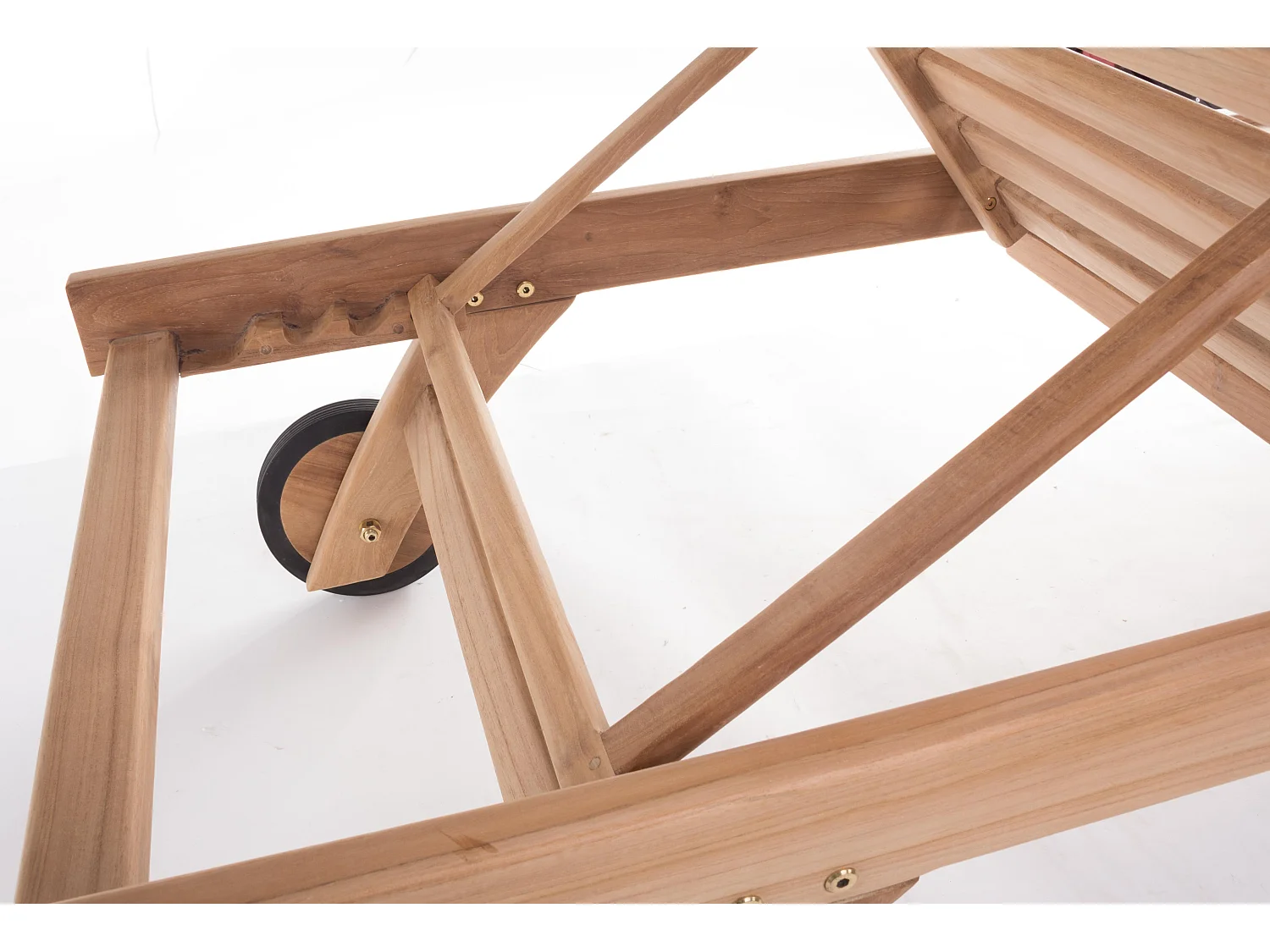 Chaise longue de jardin inclinable en bois teck naturel Marina