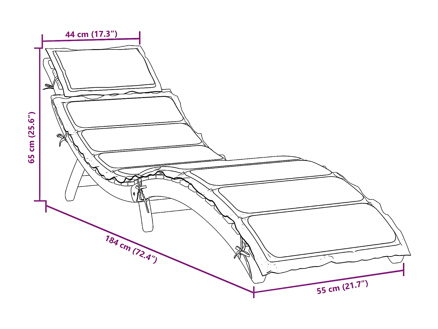 Chaise longue avec coussin rouge bois d'acacia solide