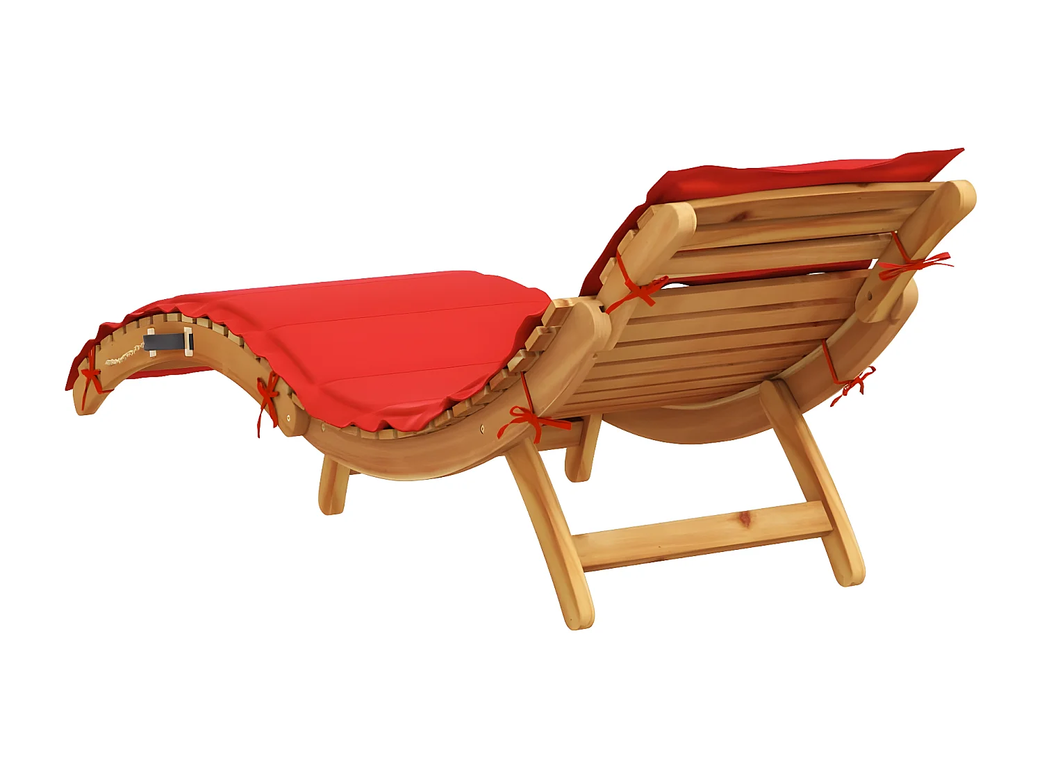 Chaise longue avec coussin rouge bois d'acacia solide
