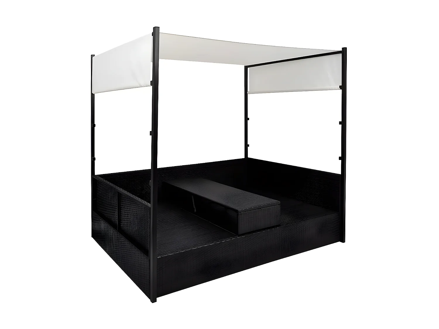 Lit de jardin à baldaquin résine tressée noire Uvo