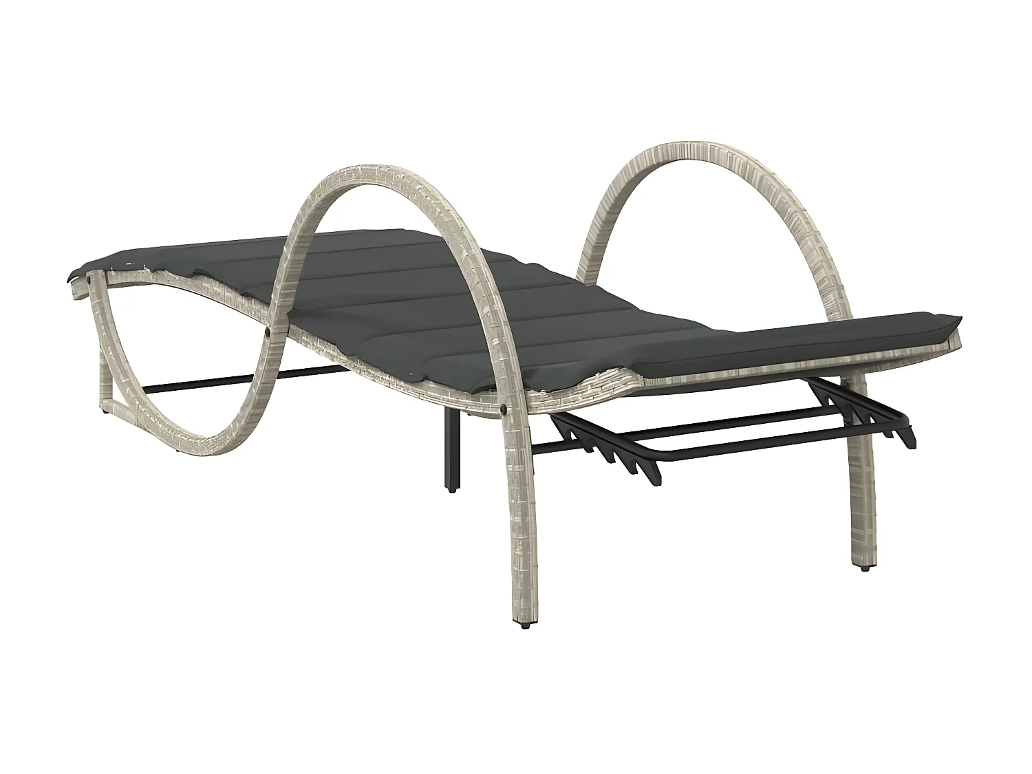 Chaises longues lot de 2 avec table gris clair résine tressée