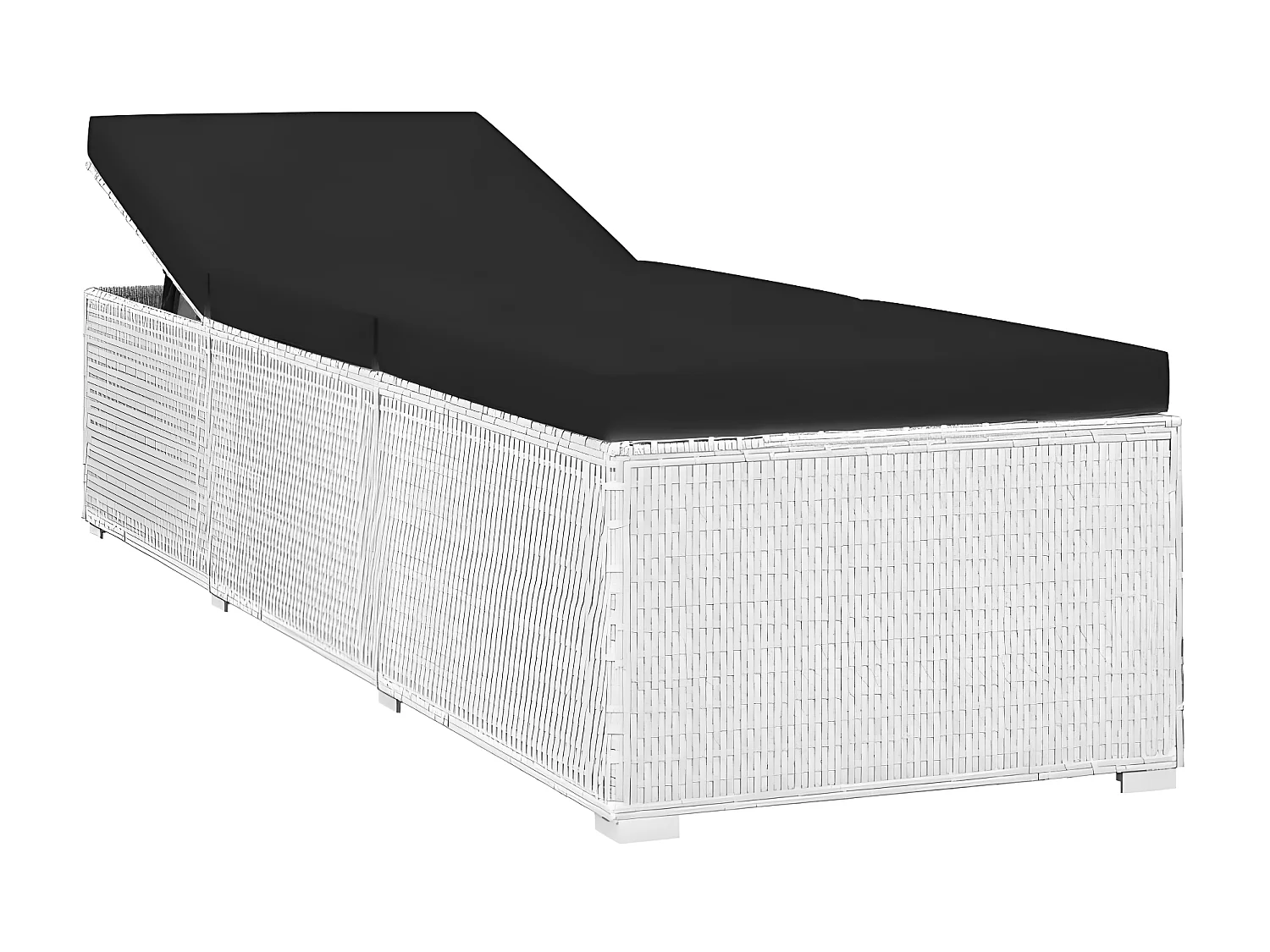 Set chaise longue et table tissu noir et résine blanche Viali