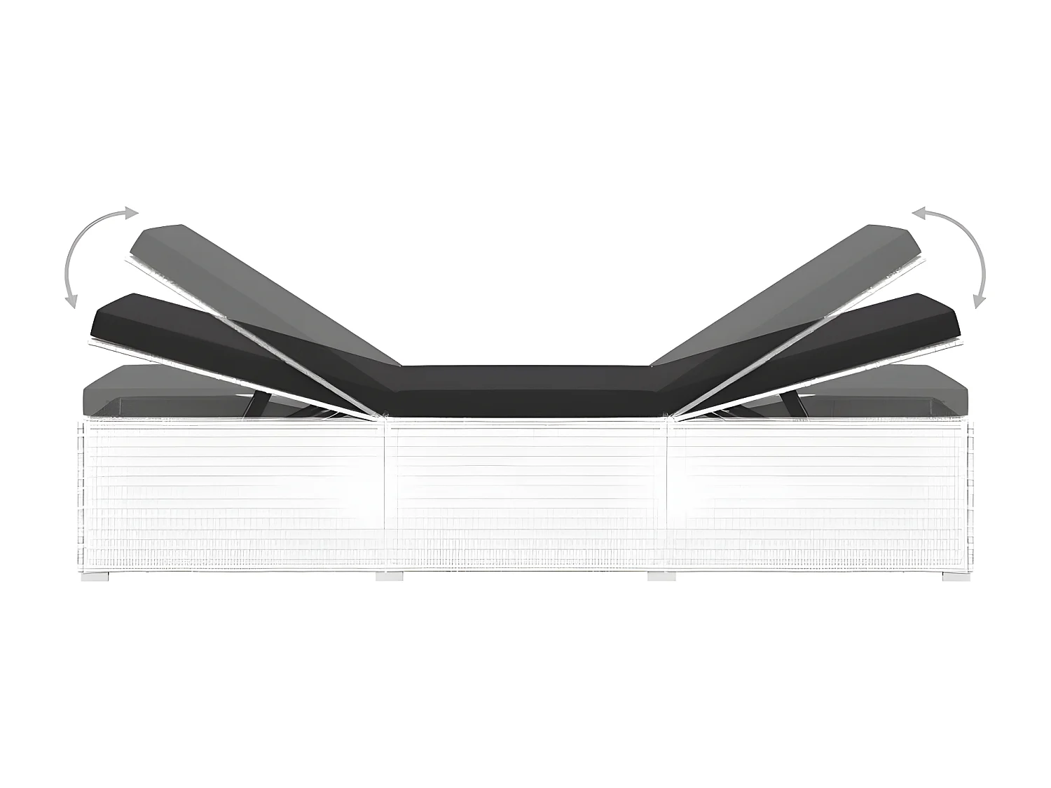 Set chaise longue et table tissu noir et résine blanche Viali