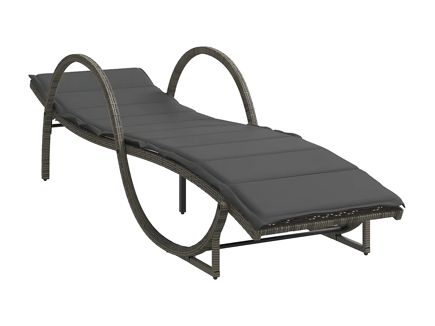 Chaises longues lot de 2 avec table gris résine tressée