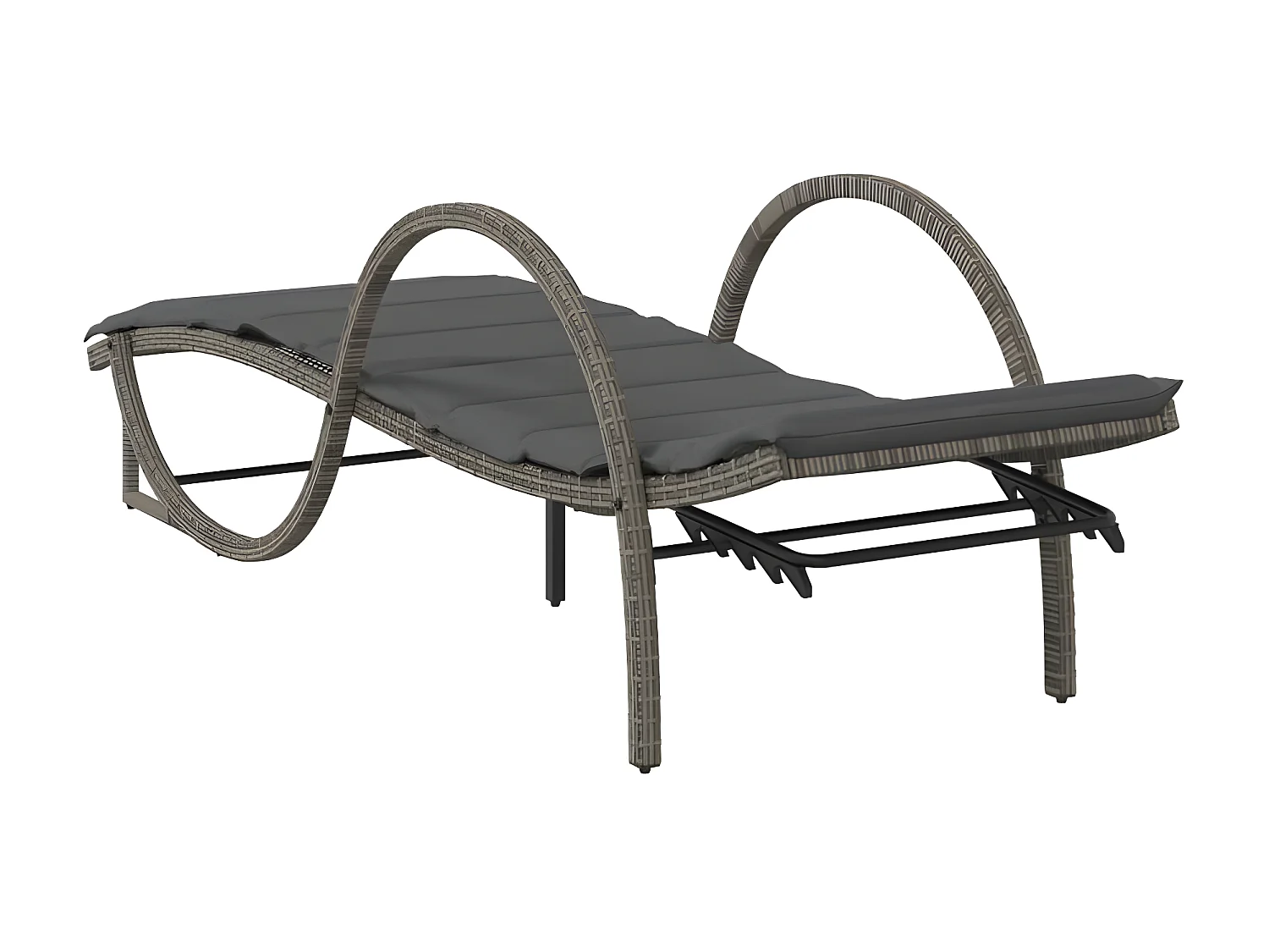 Chaises longues lot de 2 avec table gris résine tressée