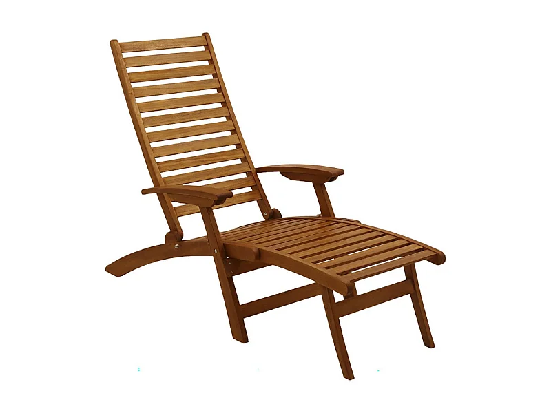 Tumbona reclinable con 3 posiciones de madera maciza RIO