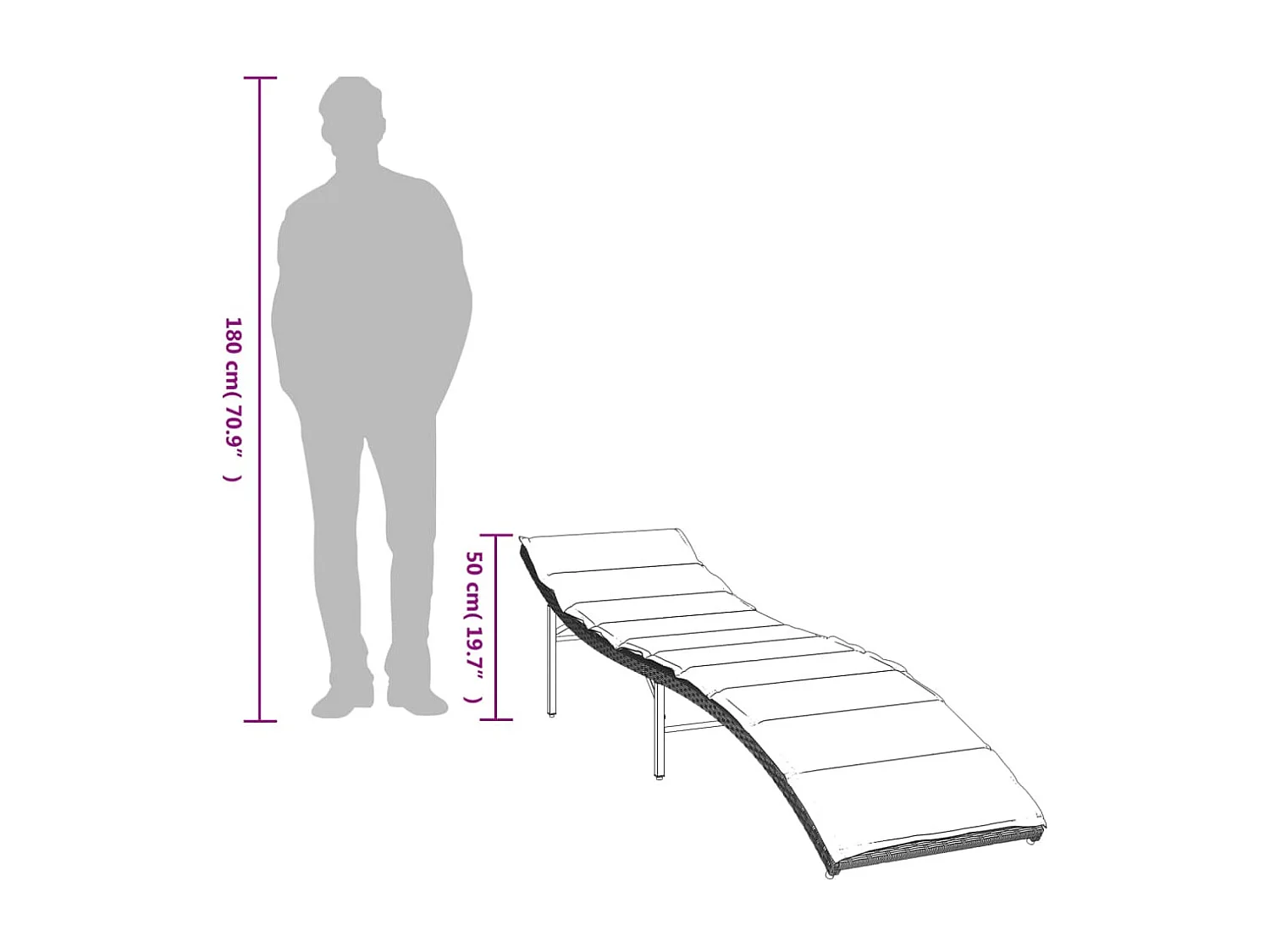 Chaises longues lot de 2 avec table gris clair résine tressée