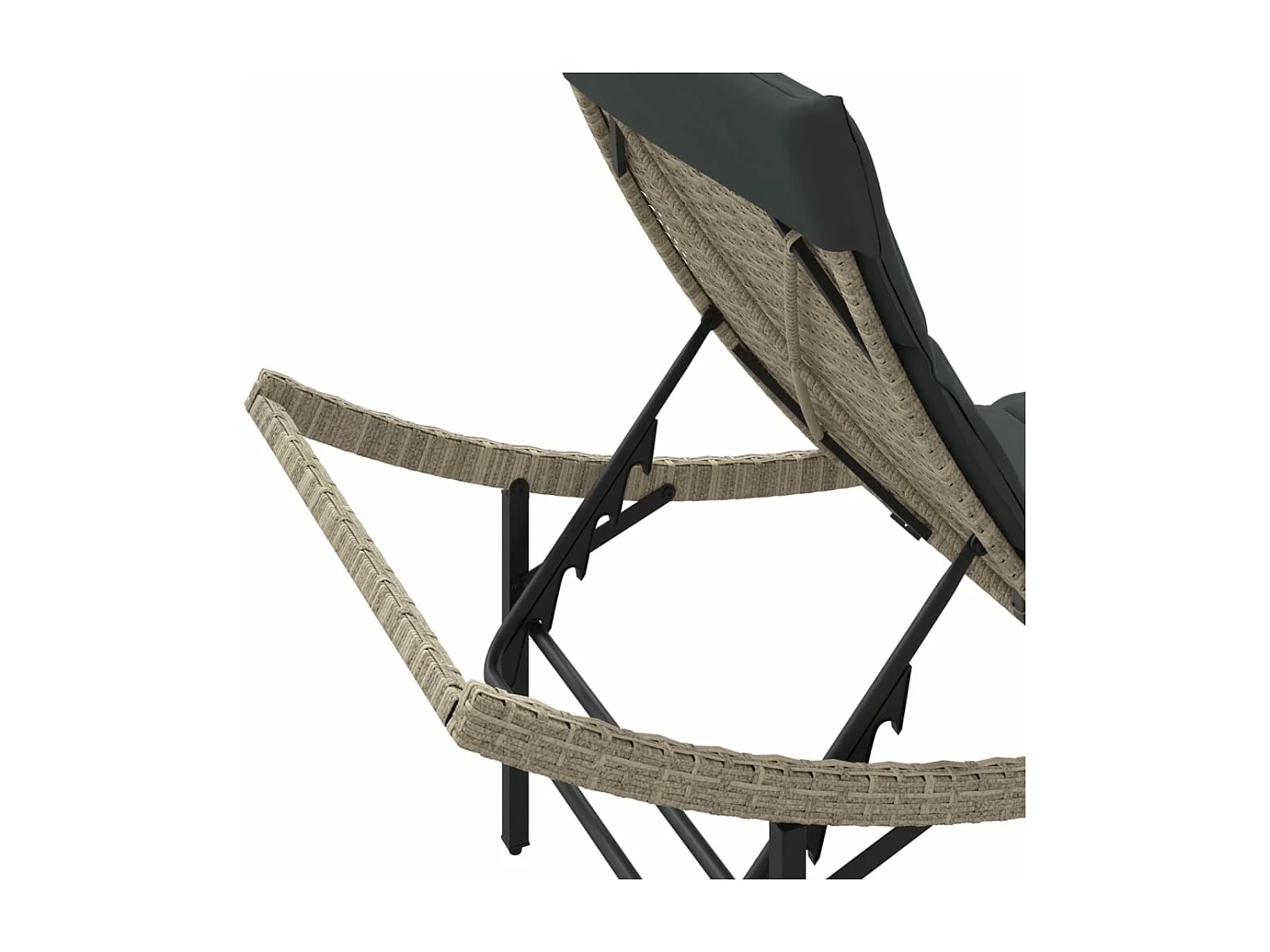 Chaises longues lot de 2 avec table gris clair résine tressée