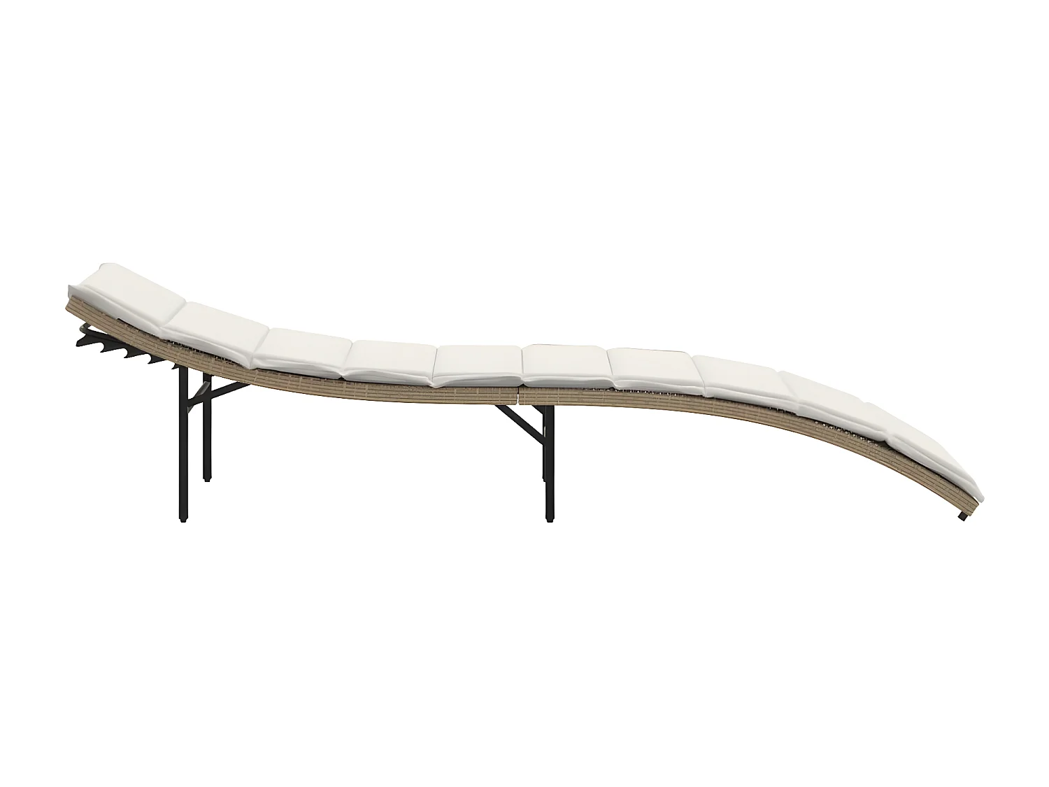 Chaise longue avec coussin beige 55x199x50 résine tressée