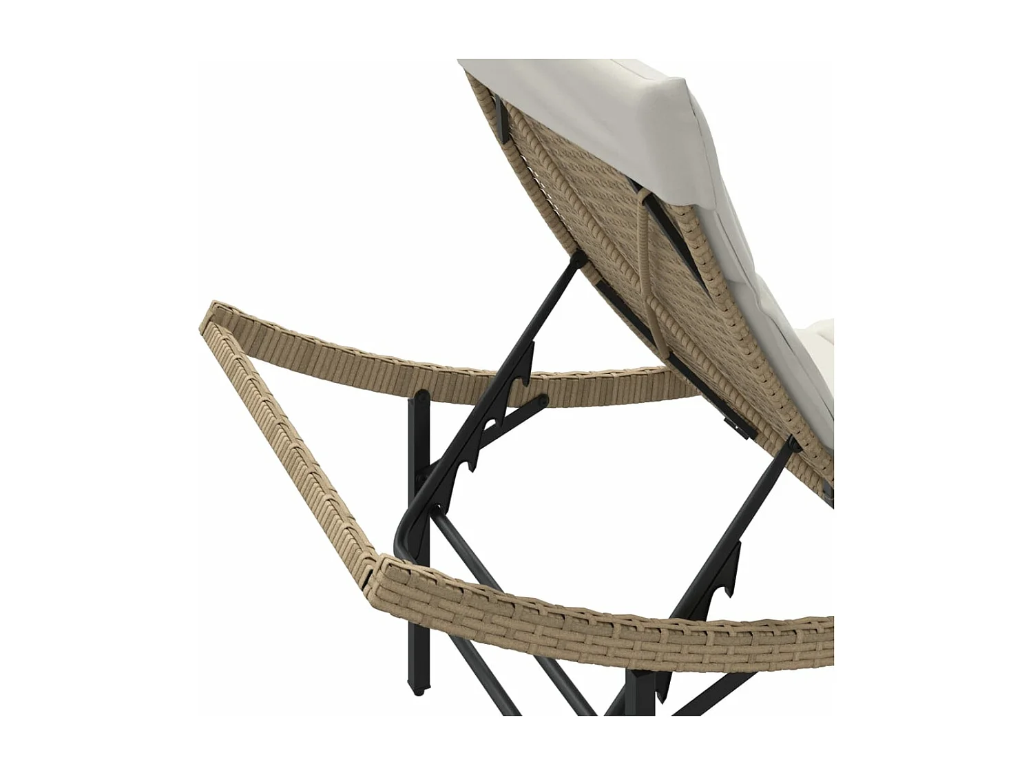 Chaise longue avec coussin beige 55x199x50 résine tressée