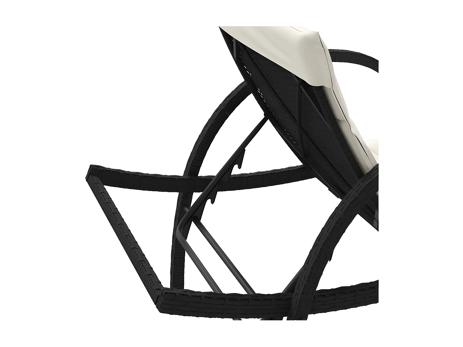 Chaise longue avec coussin noir 60x199x42 résine tressée