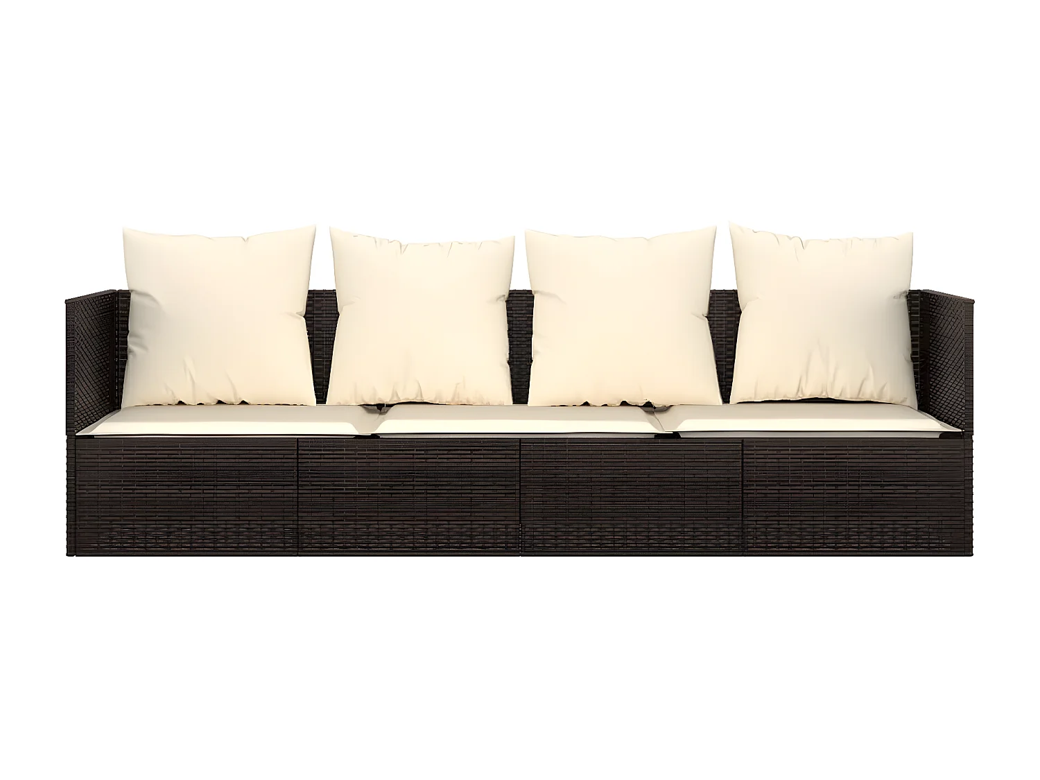 Lit de salon d'extérieur avec coussins Marron Résine tressée