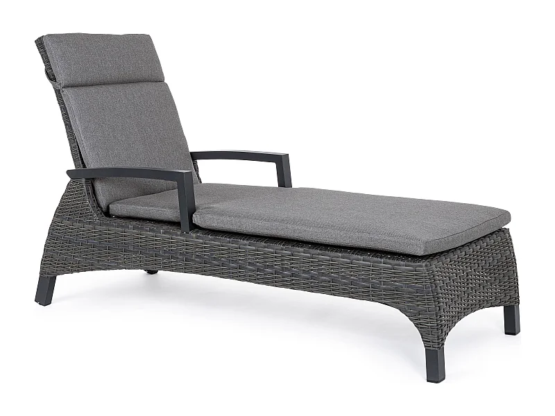 Chaise longue en aluminium anthracite avec coussins Ben