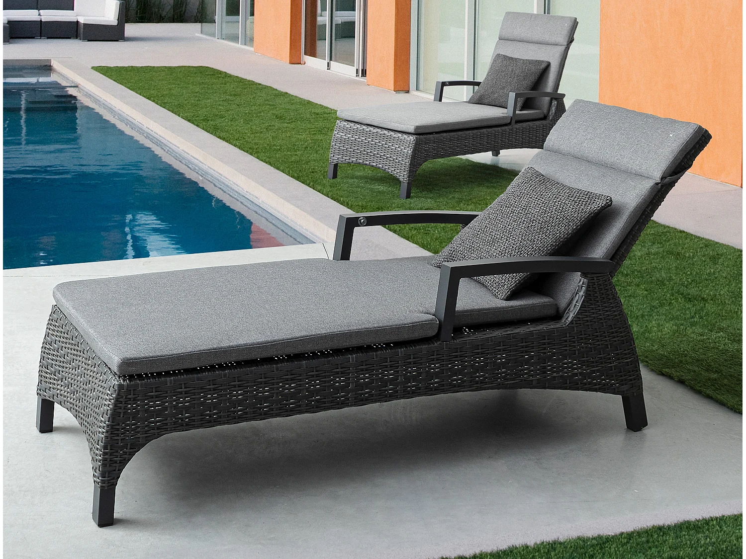 Antraciet aluminium loungestoel met Ben kussens