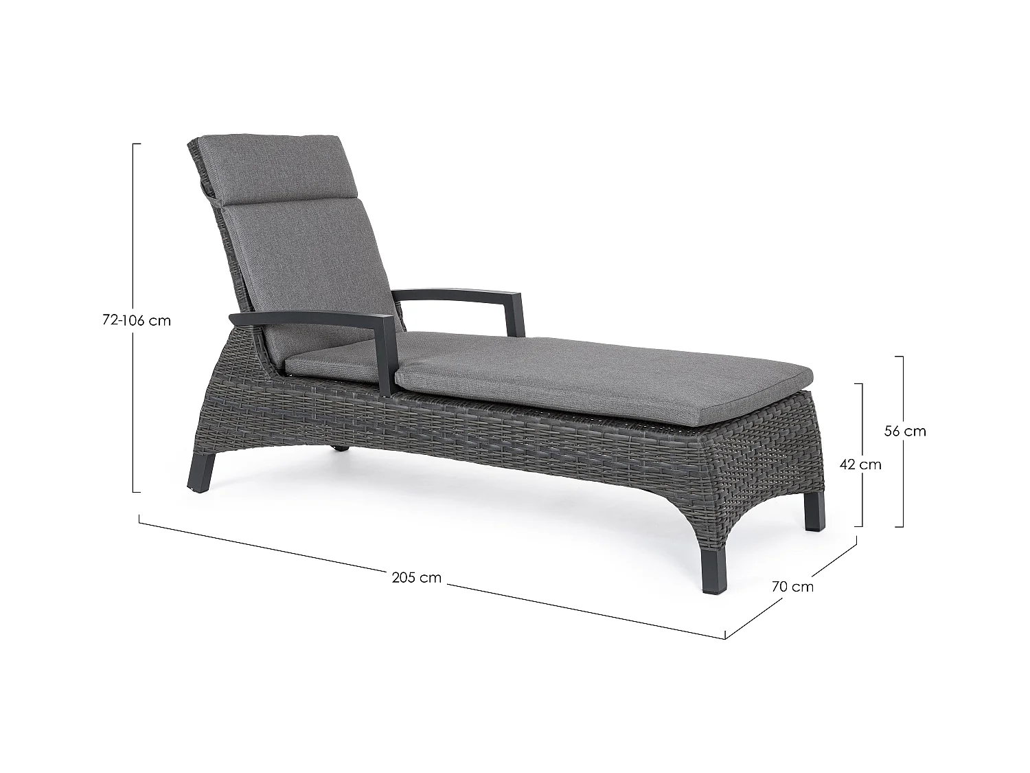 Antraciet aluminium loungestoel met Ben kussens