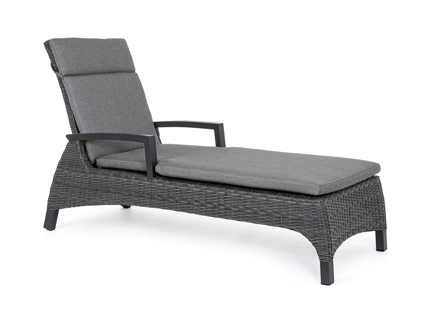 Chaise longue en aluminium anthracite avec coussins Ben
