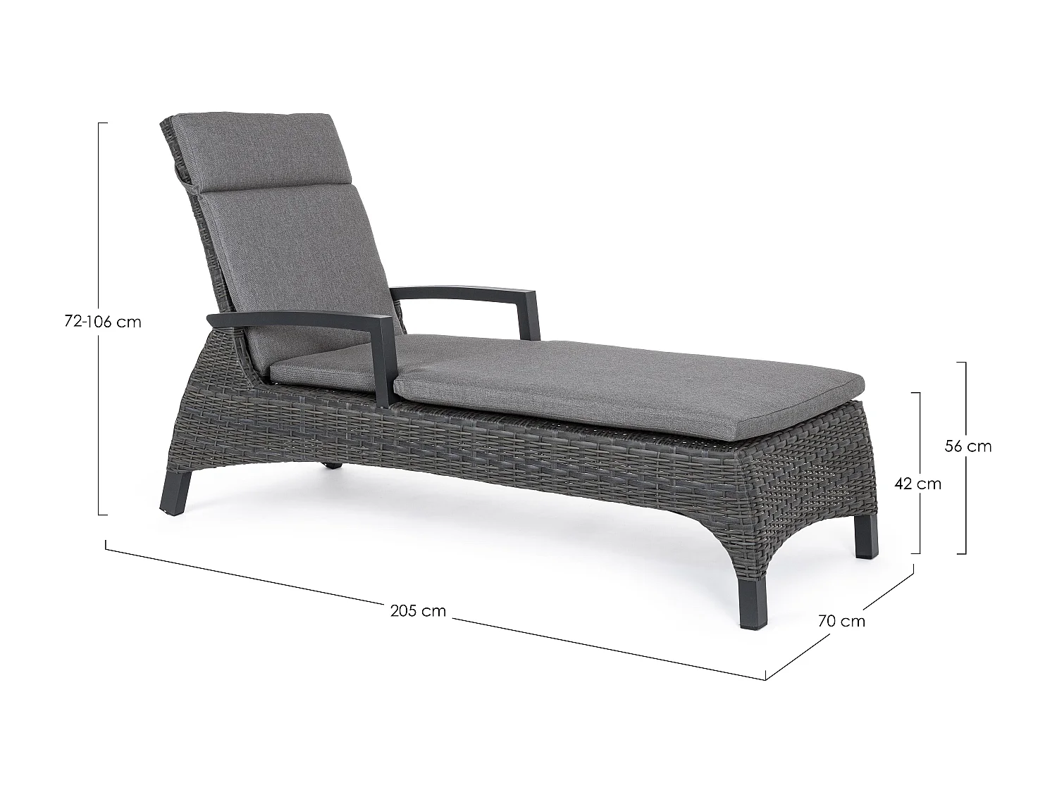 Antraciet aluminium loungestoel met Ben kussens