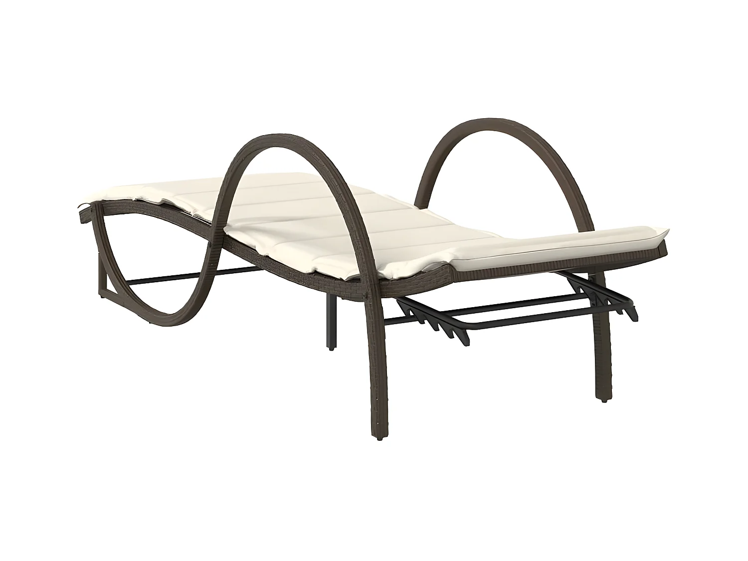 Chaise longue avec coussin marron 60x199x42 résine tressée