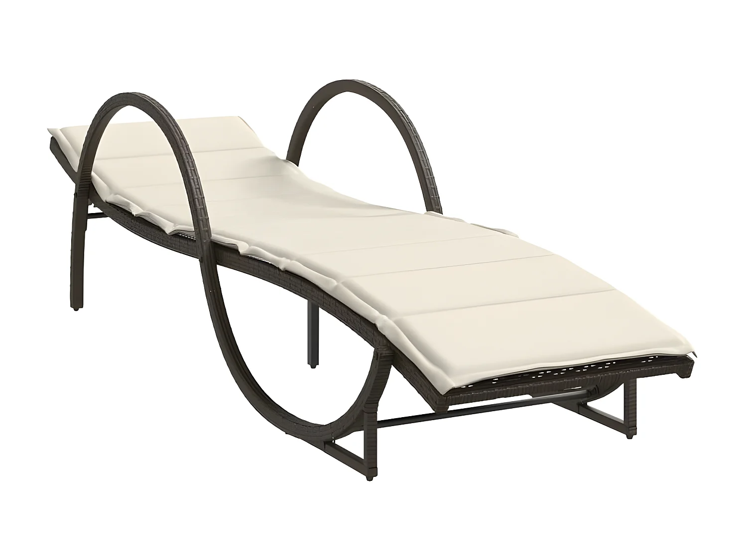 Chaise longue avec coussin marron 60x199x42 résine tressée