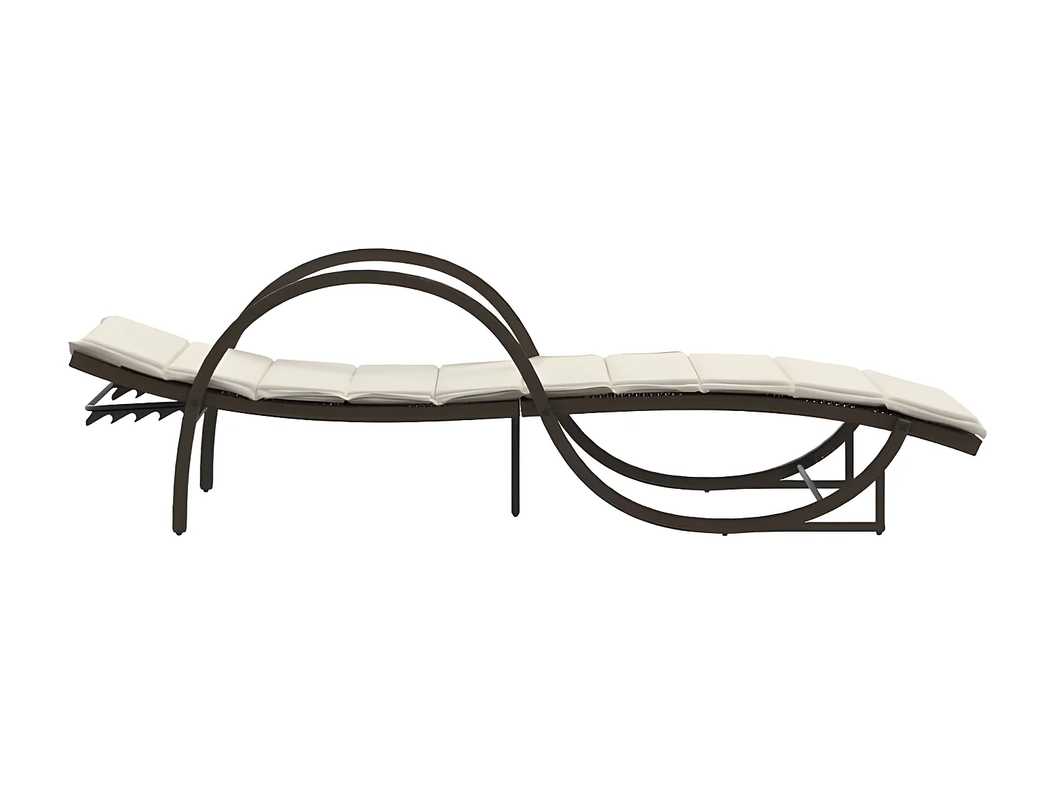 Chaise longue avec coussin marron 60x199x42 résine tressée