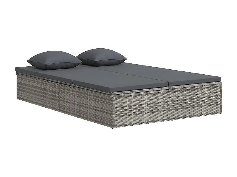 Transat convertible avec coussin Résine tressée Gris foncé