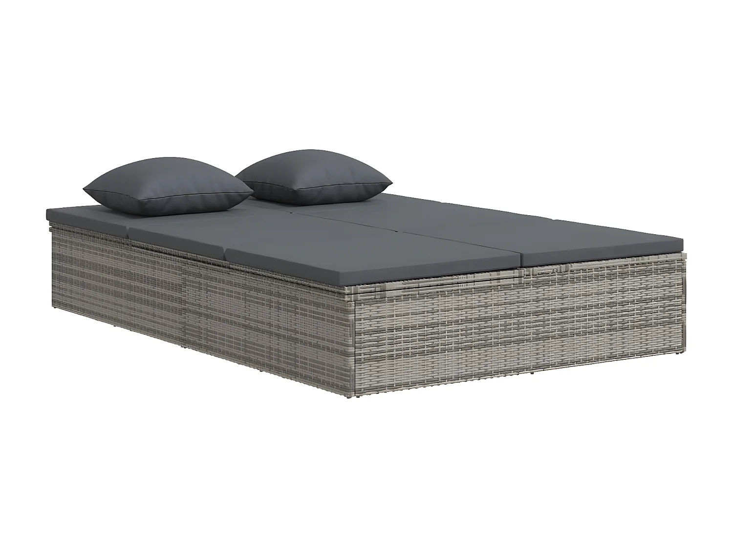 Transat convertible avec coussin Résine tressée Gris foncé