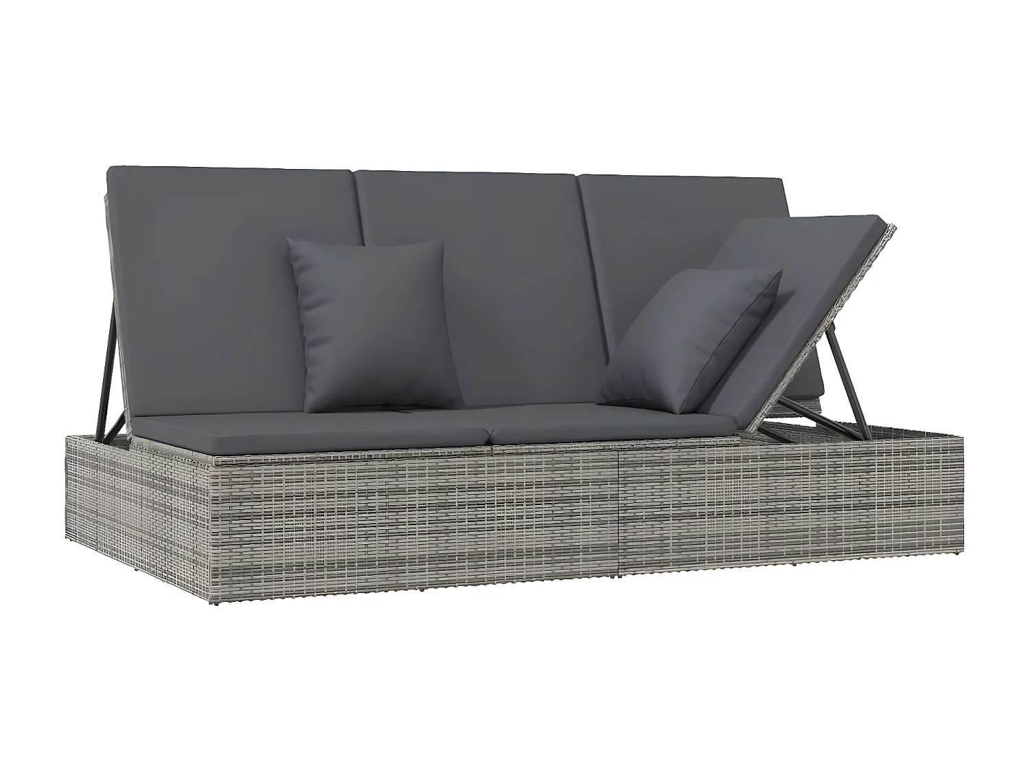 Transat convertible avec coussin Résine tressée Gris foncé