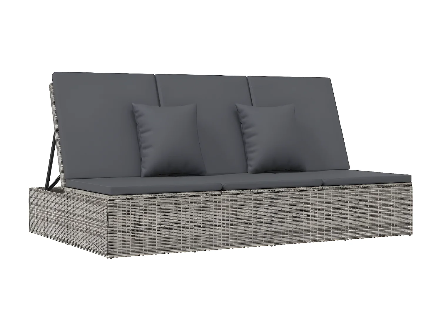 Transat convertible avec coussin Résine tressée Gris foncé