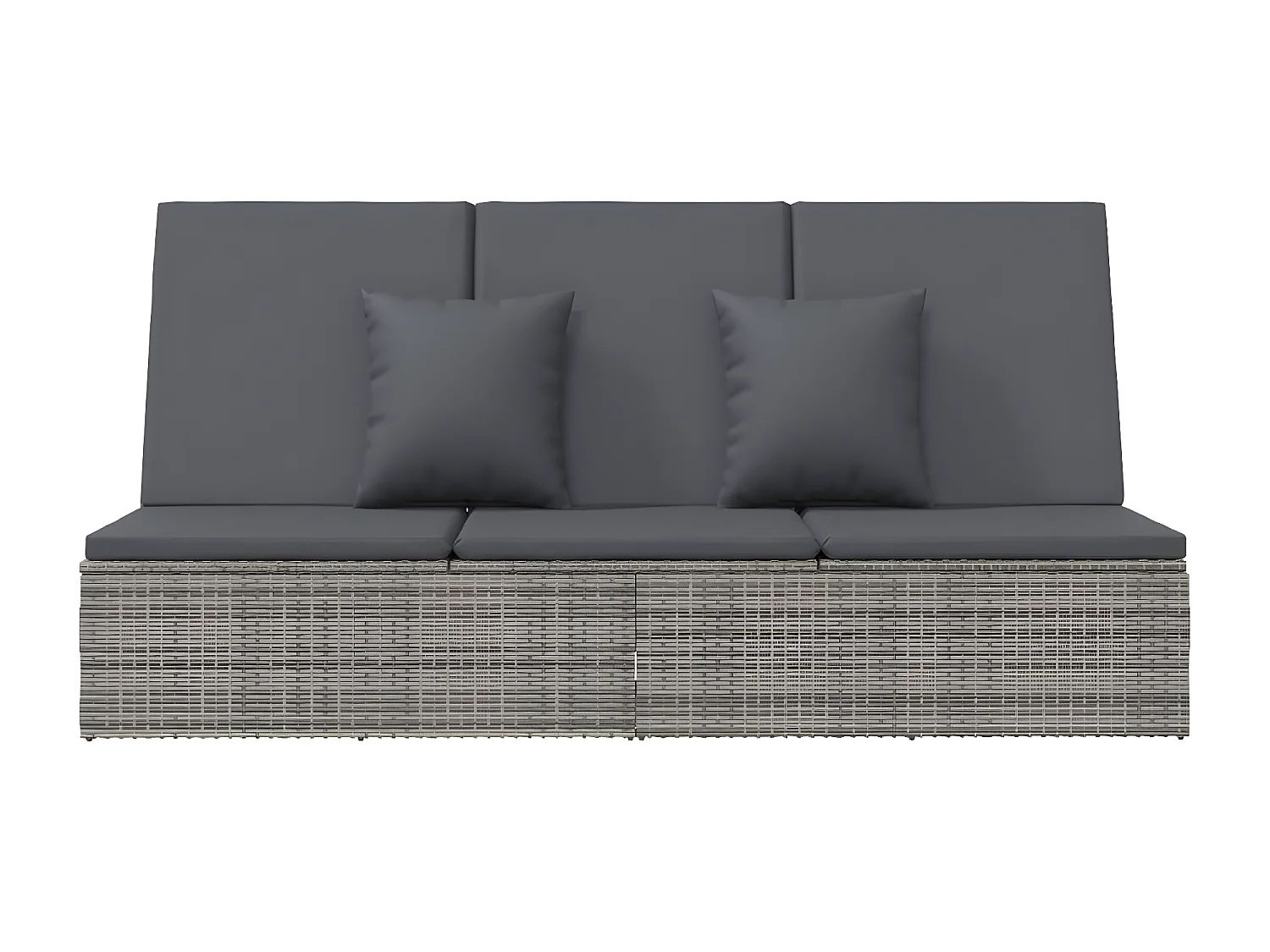 Transat convertible avec coussin Résine tressée Gris foncé