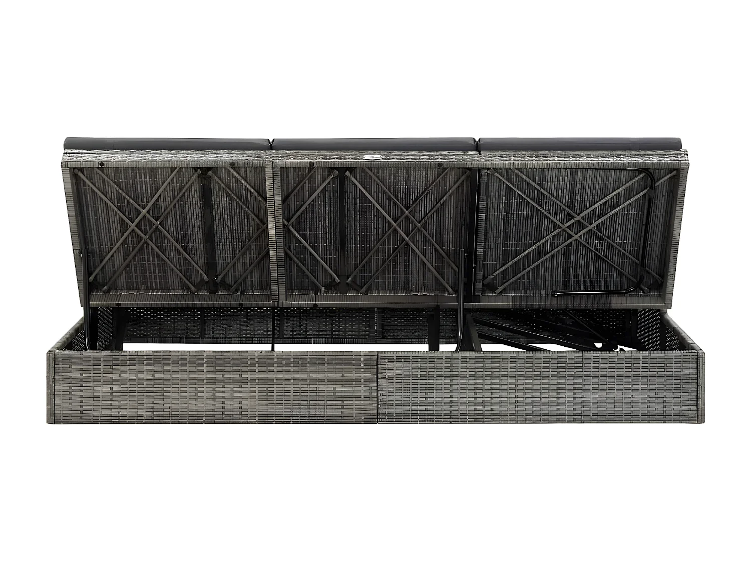 Transat convertible avec coussin Résine tressée Gris foncé