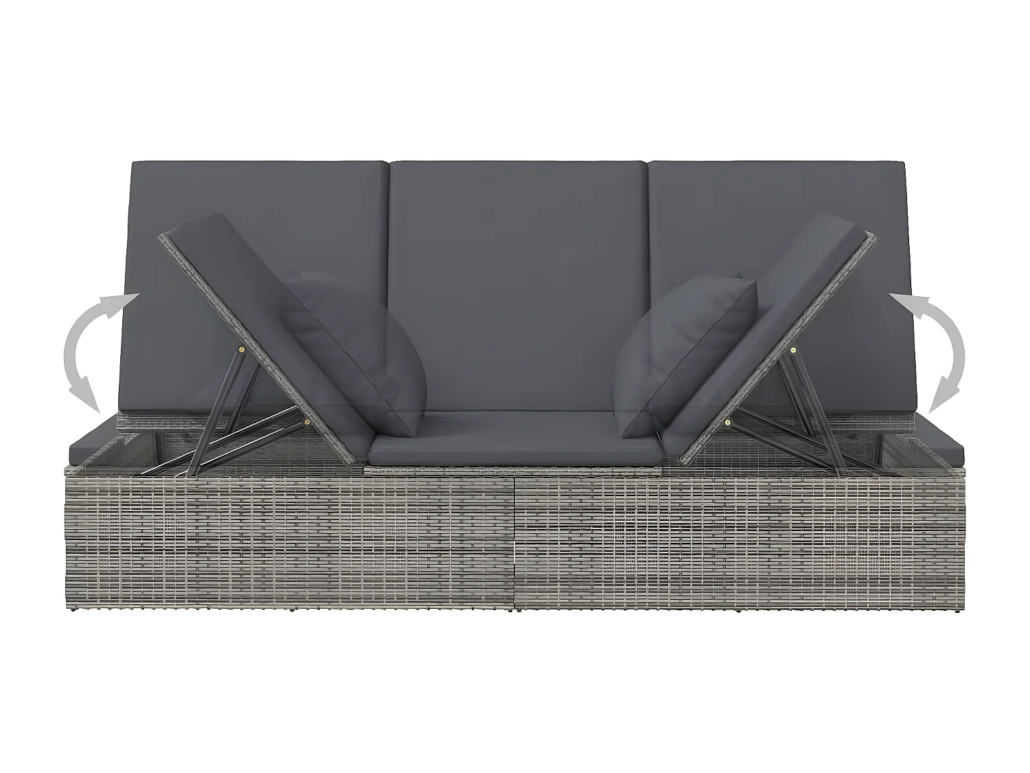 Transat convertible avec coussin Résine tressée Gris foncé