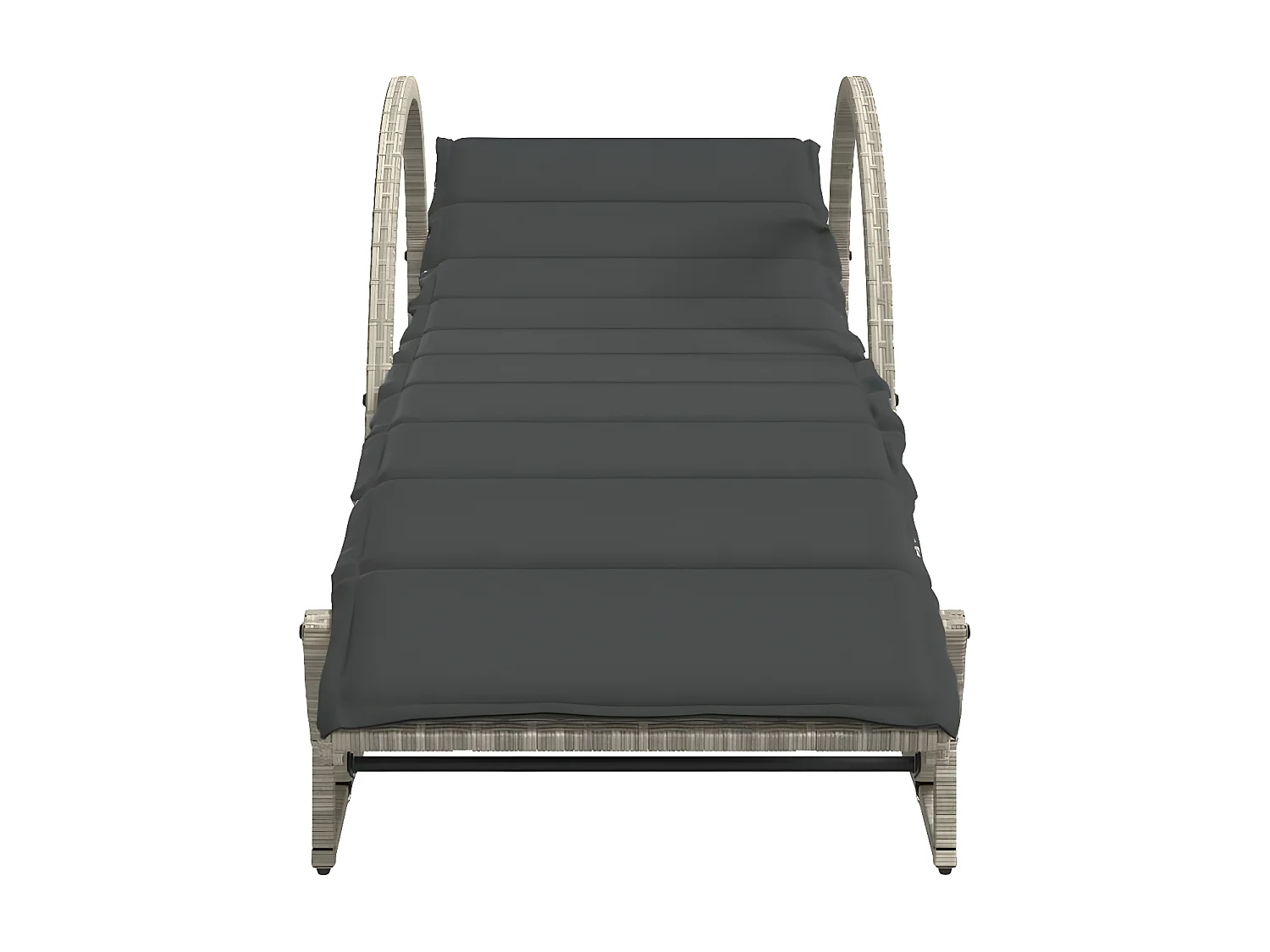 Chaise longue et coussin gris clair 60x199x42 résine tressée