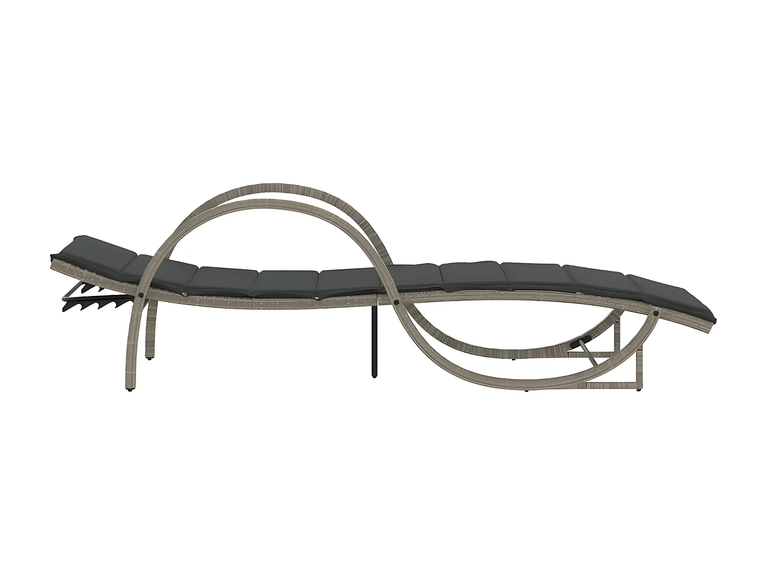 Chaise longue et coussin gris clair 60x199x42 résine tressée