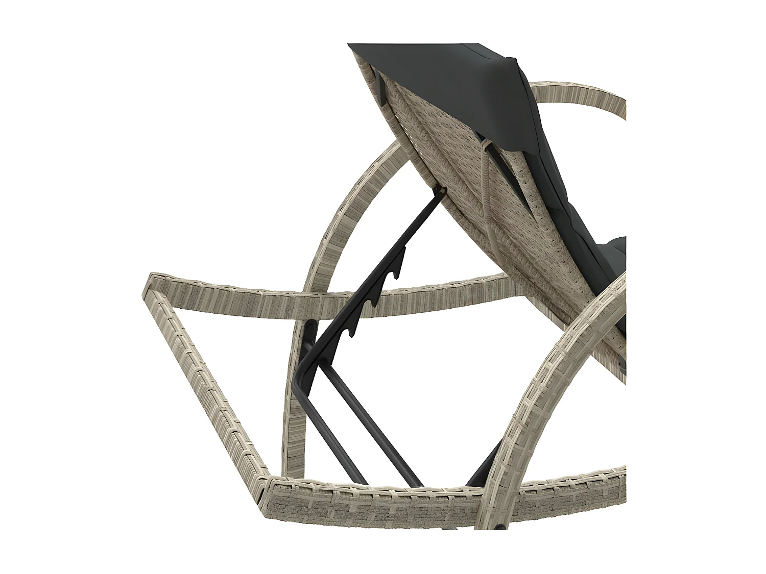 Chaise longue et coussin gris clair 60x199x42 résine tressée