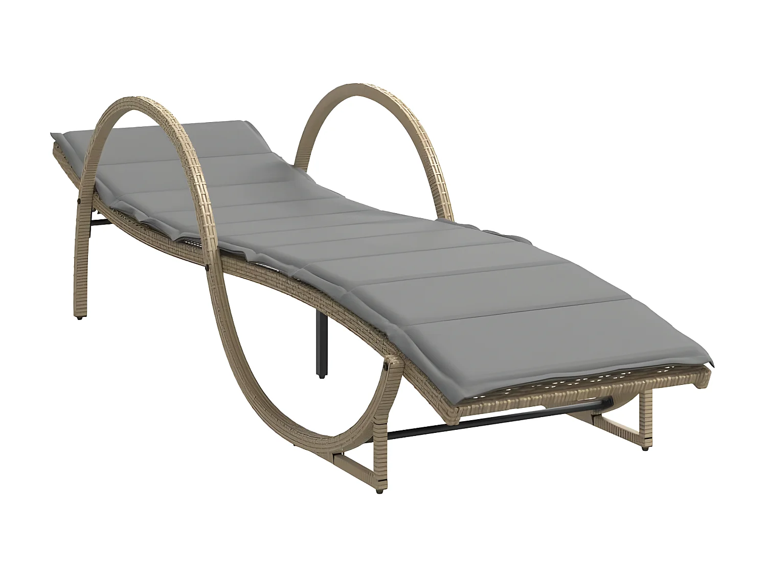 Chaises longues lot de 2 avec table beige résine tressée