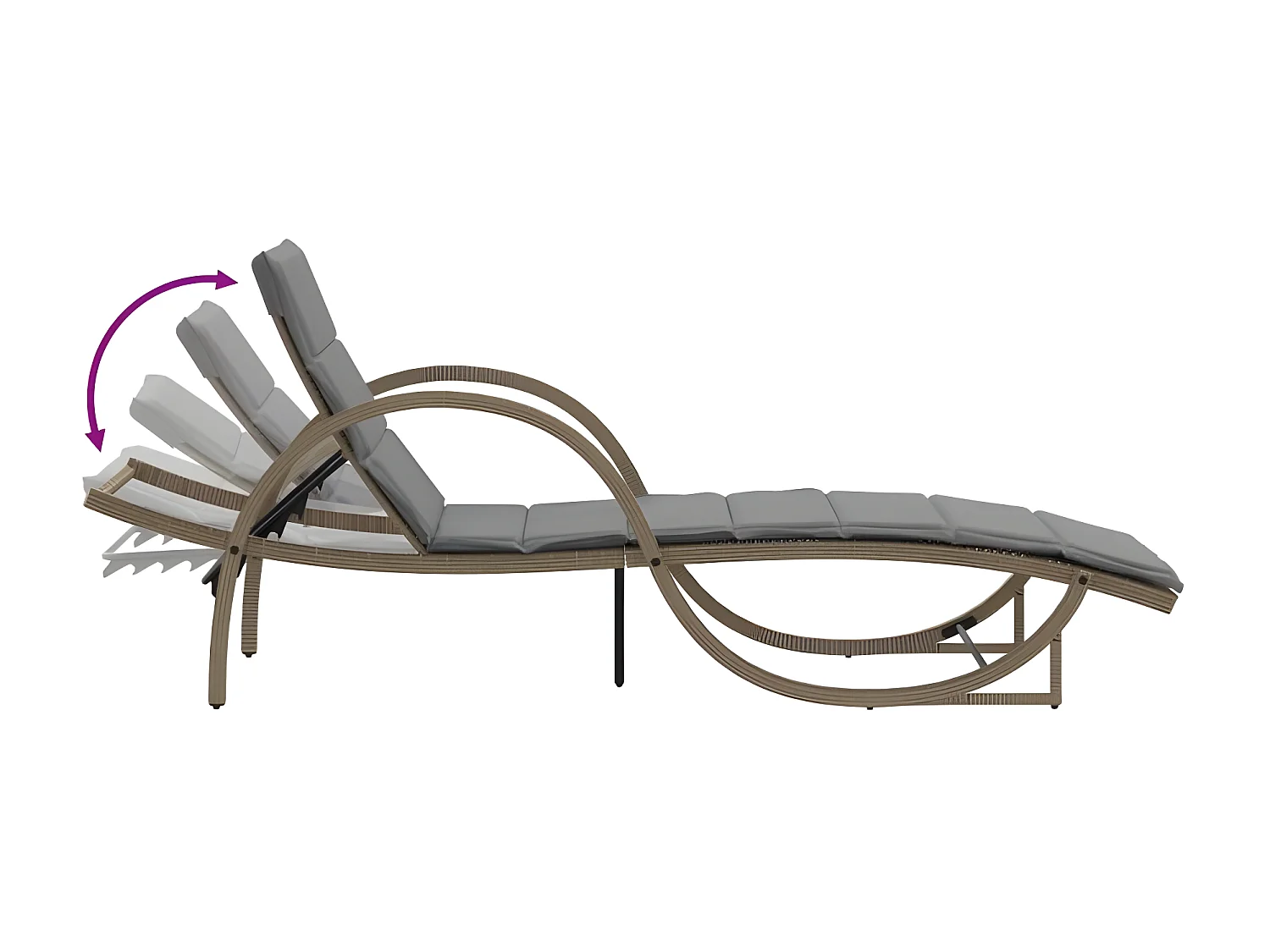 Chaises longues lot de 2 avec table beige résine tressée