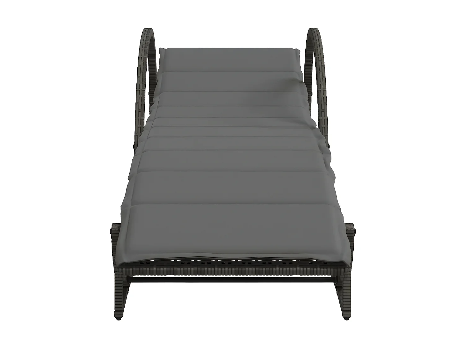 Chaise longue avec coussin gris 60x199x42 résine tressée