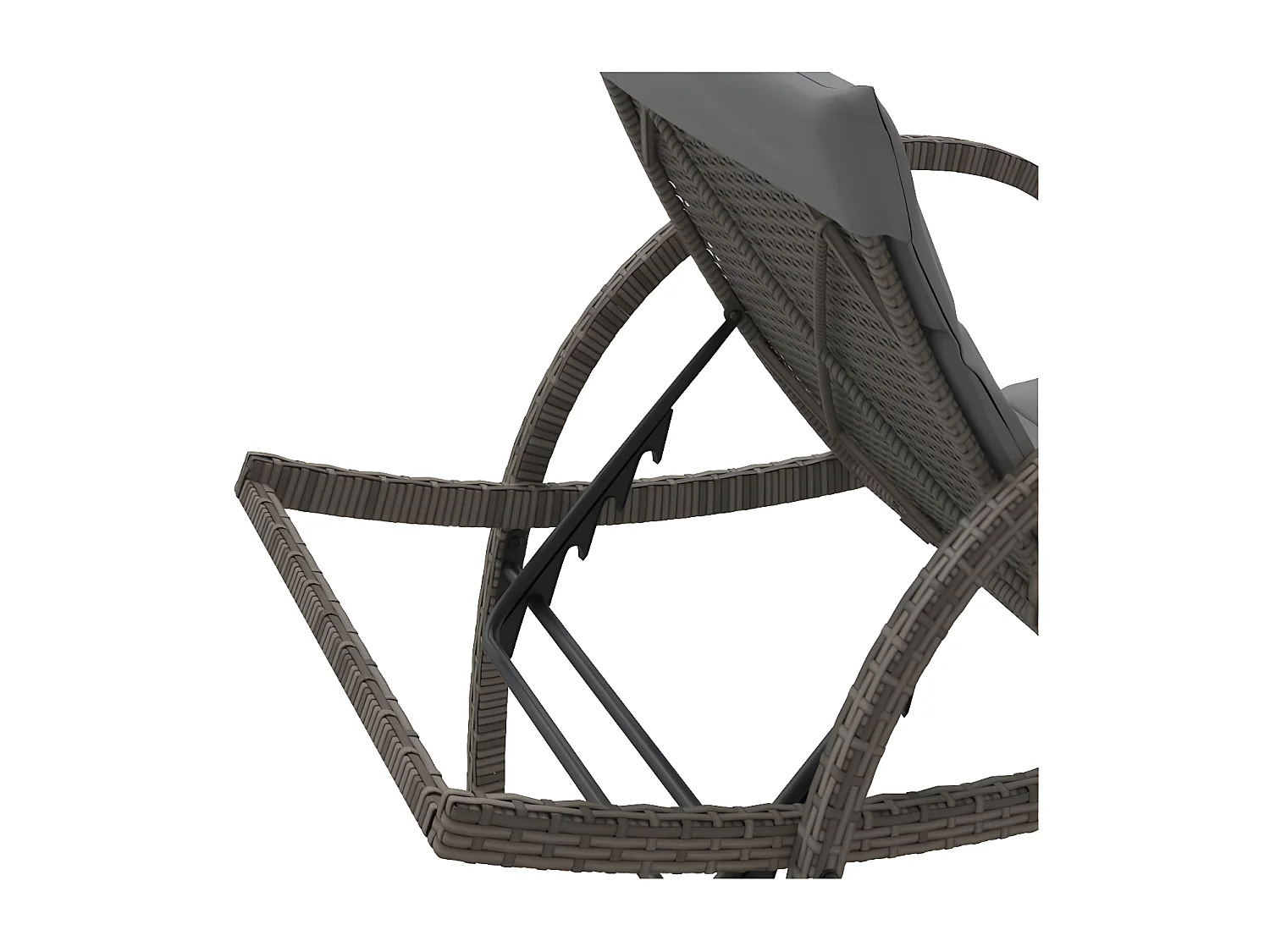 Chaise longue avec coussin gris 60x199x42 résine tressée