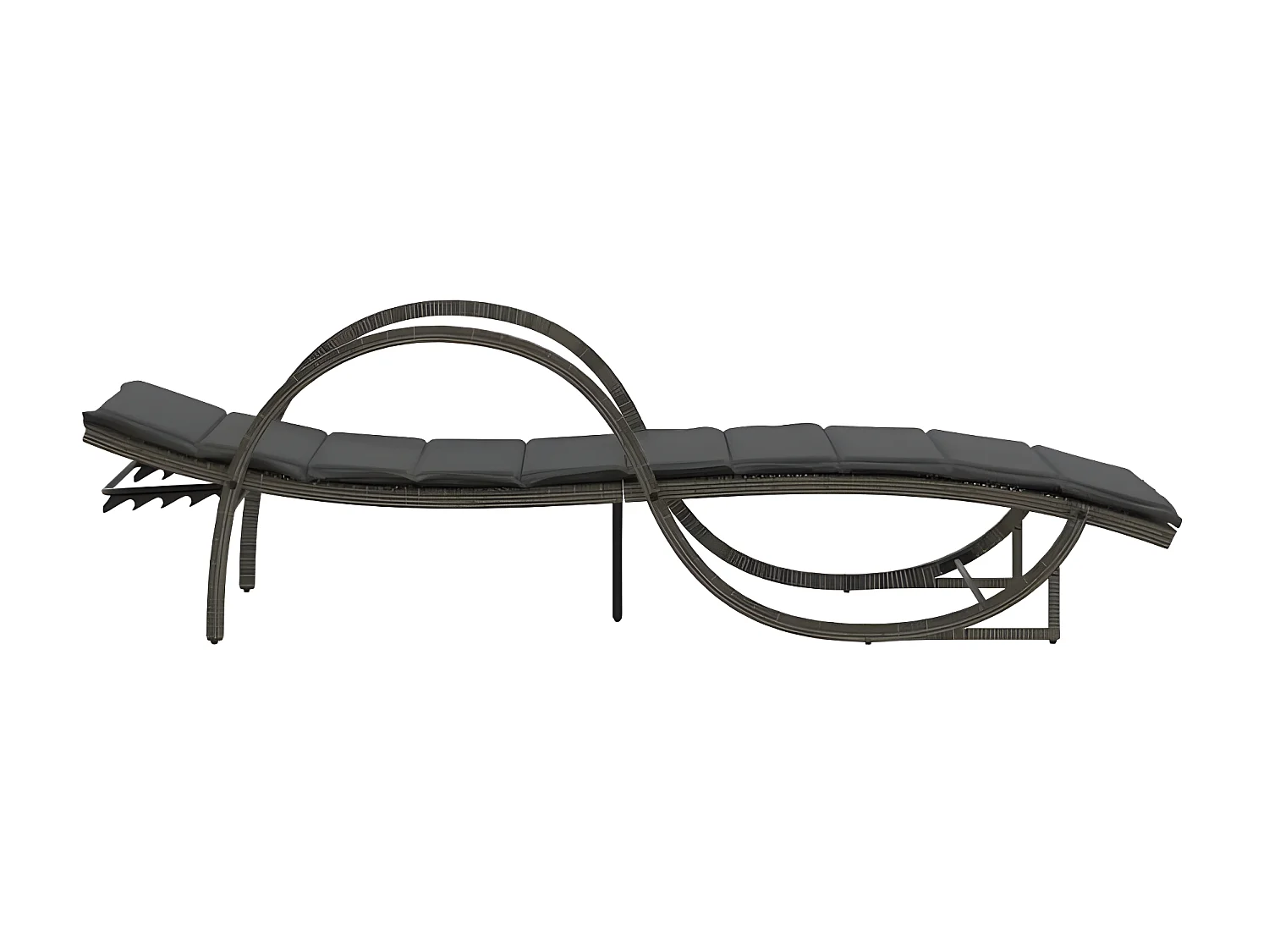 Chaise longue avec coussin gris 60x199x42 résine tressée