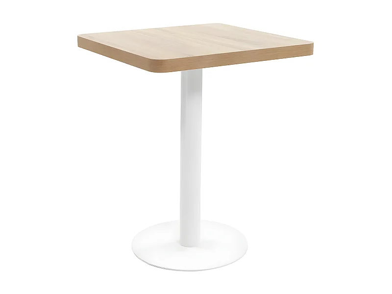 Table de bar carrée bois clair et pied métal blanc Kalas 60cm