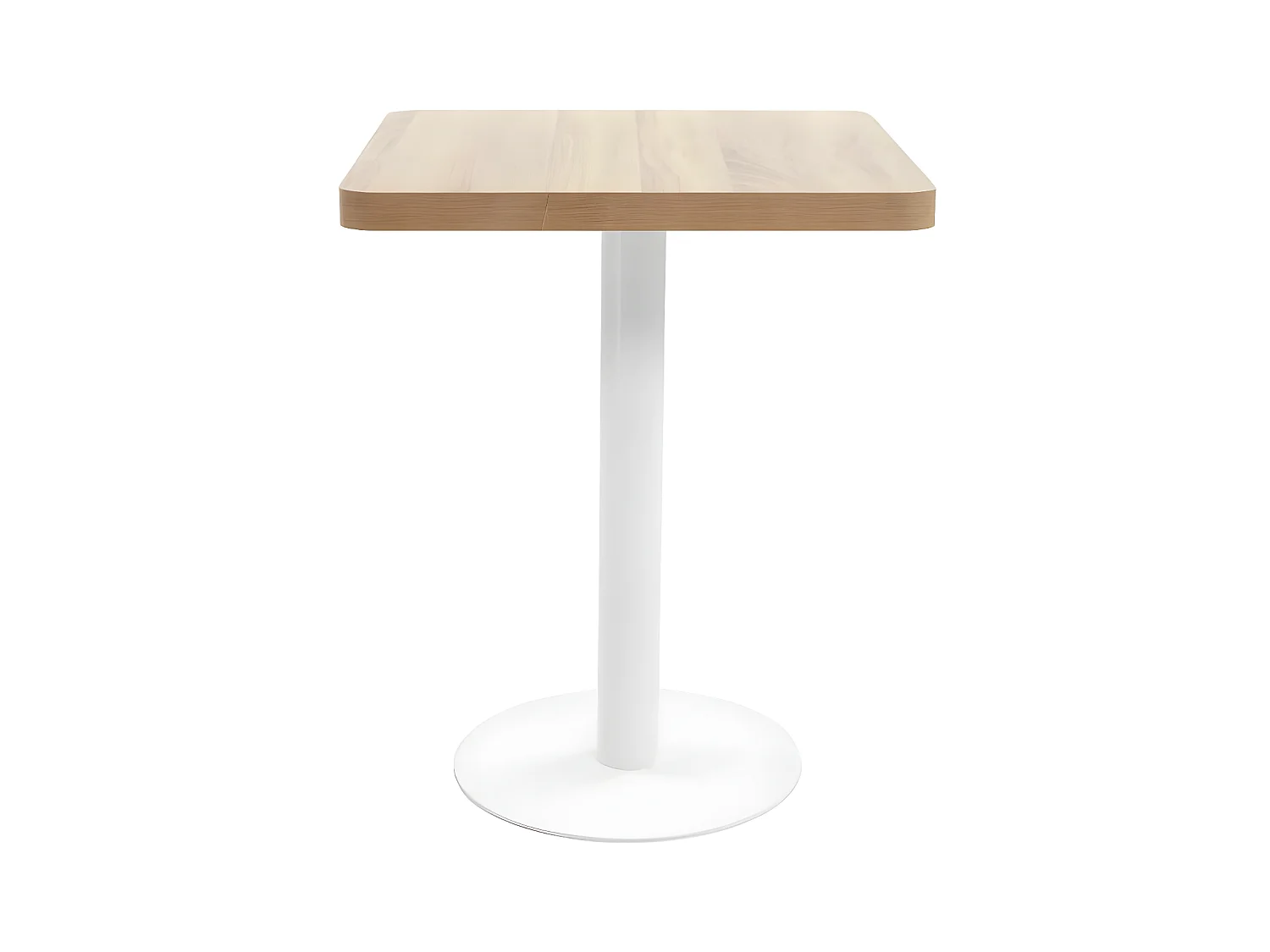 Table de bar carrée bois clair et pied métal blanc Kalas 60cm