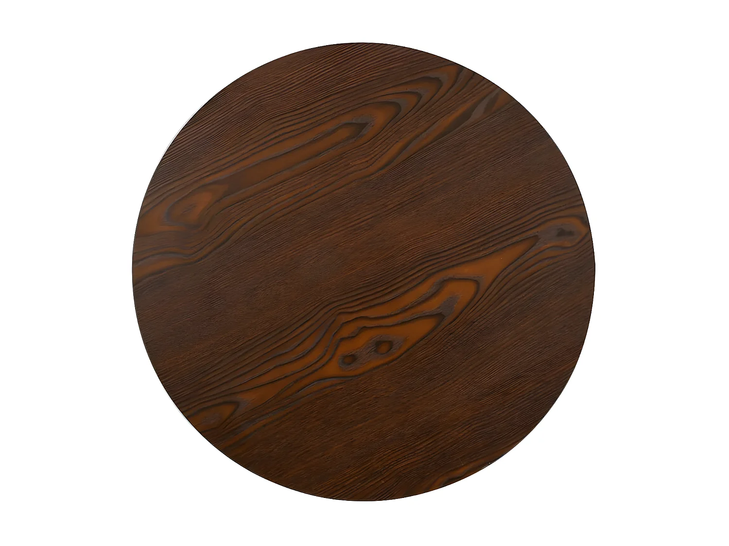 Table de bar ronde bois foncé et pieds métal noir Beth D 50cm